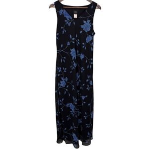 Teddi Women Maxi Dress Y2K Black Floral Whimsigoth Dark Feminine Fairy VTG Sz 12